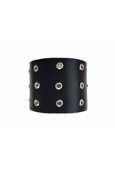 Metal Giyim سوار جلدي سميك بتفاصيل عين الطائر