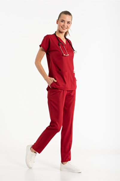 Owlet Medikal Lycra Red Scrubs Uniform Suit