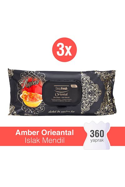 Deep Fresh Oriental Wet Wipes Amber 3 x 120 Sheets