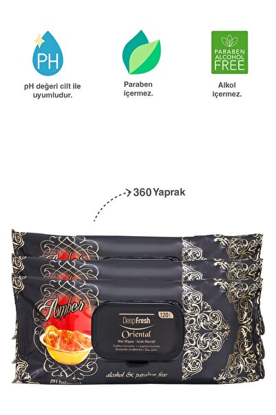 Deep Fresh Oriental Islak Mendil Amber 3 x 120 Yaprak