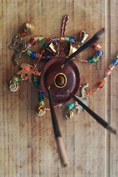 PİRAMİGO Alcanfor Kaanch Ahşap Tütsülük Brülör Konik Ve Tütsü Çubukları Hediyeli