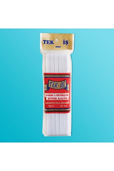 Tek-İş 10 Mt Paça Lastiği Don Lastiği Bel Lastiği Yassı Lastik Beyaz