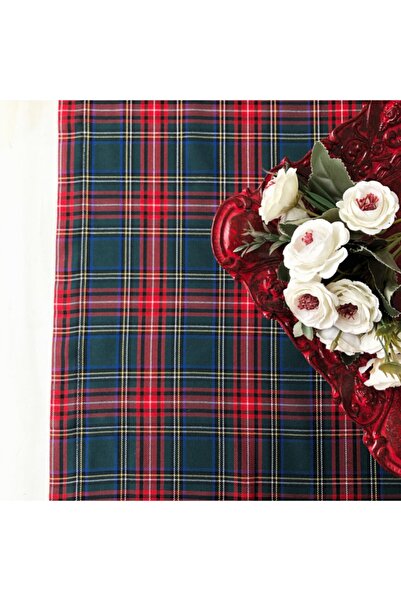 renkli sipariş Anul Nou în carouri Runner Albastru Marin Verde 45*140 Cm