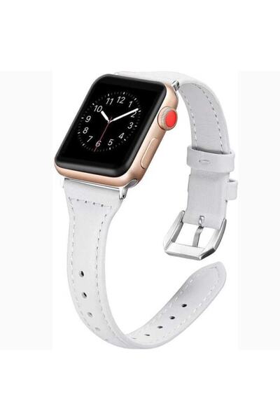 Nezih Case Deri Kordon/kayış Apple Watch Seri 4 38mm Için (özel Tasarım) Beyaz