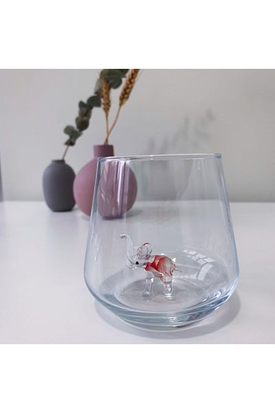 Minizooistanbul كوب زجاجي مصنوع يدويًا مع زجاج مملوء