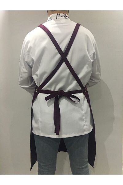 ADALILAR İŞ ELBİSELERİ Master Chef Barista Apron - Neck Hanging Kitchen Apron, Cafe Restaurant Chef Waiter Cook (Claret Red)