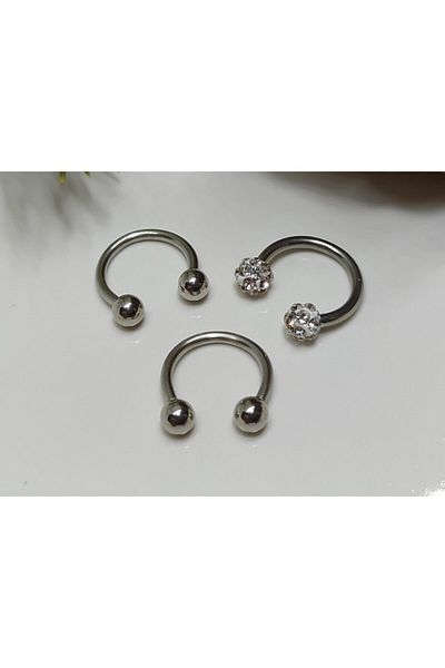Işıl Işıl Unisex Metallic Surgical Steel Piercing Set of 3