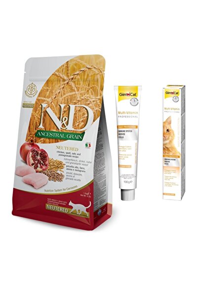N&D Düşük Tahıllı Tavuk Ve Narlı Kısırlaştırılmış Kedi Maması 5 kg. + Gimcat ...