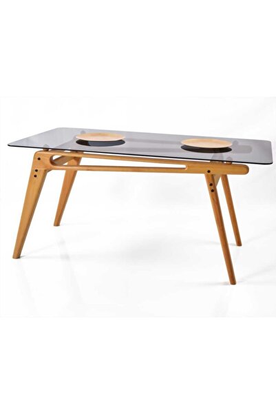 VOWTURKEY Palace Ahşap Tasarım Yemek Masası - Cam Tabla