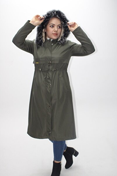 KMKkombin Palton Bondik pentru femei, din lână, cu glugă, cu glugă, rezistentă la apă și vânt