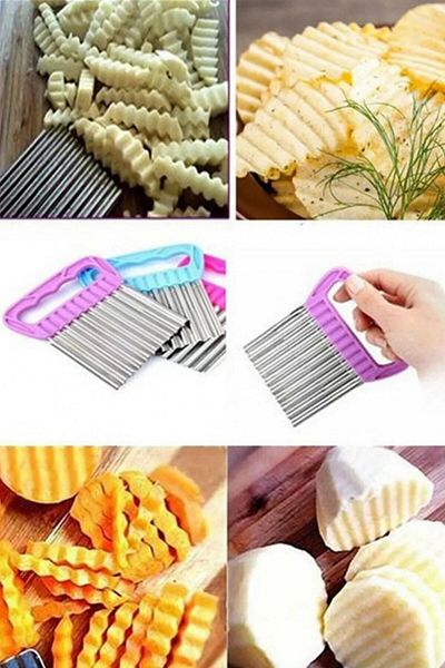 QNİAY Chips Chopper Shaped Vegetable and Fruit Slicer Serrated Potato Slicer