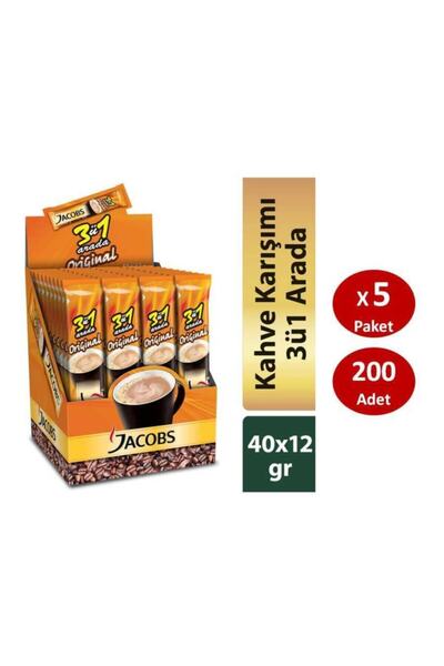 Jacobs 3ü1 Arada Hazır Kahve 40lı Paket X 5li Set