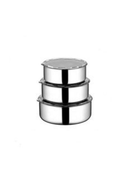 yeni11 Stainless Steel 3-Piece Plastic Storage Container with Lid Small Size