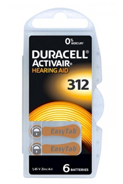 Duracell 312 Numara Kulaklık Işitme Cihazı Pili 6'lı Paket