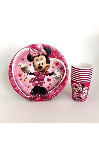 Genel Markalar Mıckey Minnie Mouse Tabak Bardak Seti 8 Kişilik