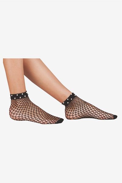 Daymod 001 Pesca Pearl Fishnet Women's Socks Black - Standard