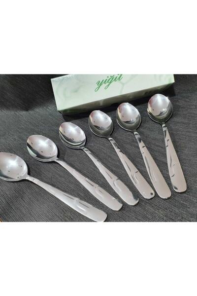 YİĞİTSTEEL SİNCE 1974 Gri Defne 6 Adet Yemek Kaşık