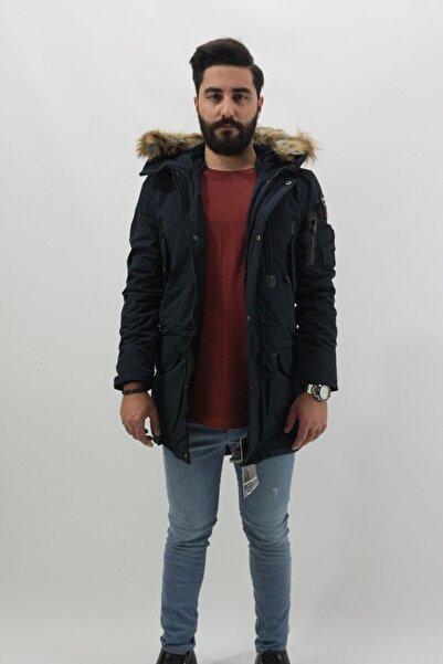 Staff Erkek Lacivert Kapşonlu Mont