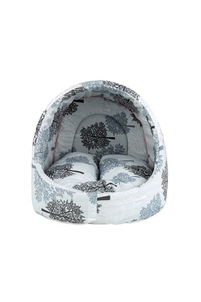 CatHouse Blue Tree Patterned Cat Cave Nest - Washable, 40x40 cm