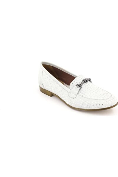 Venüs Kadın Beyaz  Deri Taşlı Babet 1910205y27