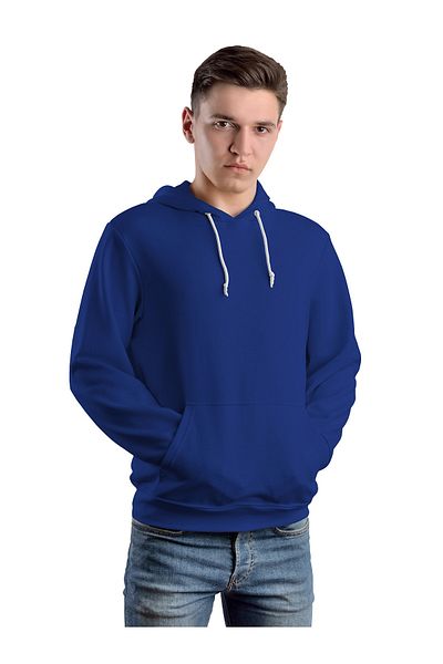 ACR Giyim Tekstil Forma Baskı Ανδρικό φούτερ Saks Blue Hooded Kangaroo Pocket