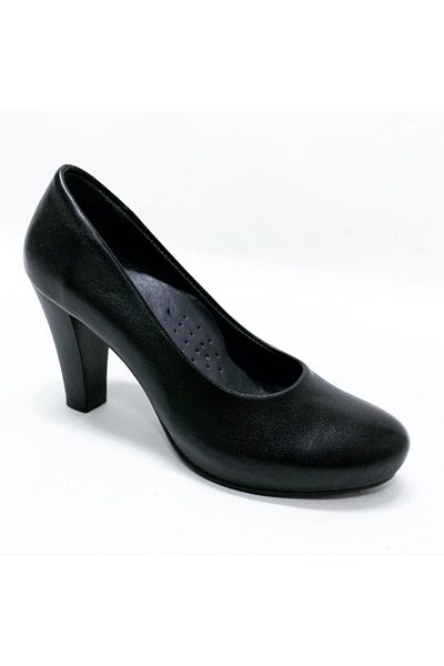 stok83 Pantofi de damă din piele naturală neagră cu platformă stiletto