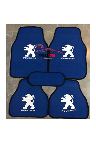 Universal Peugeot 407 Logolu Mavi Halı Paspas Çift Kat