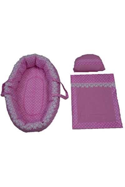 Akat Açık Pembe Oyuncak Bebek Yatağı Seti
