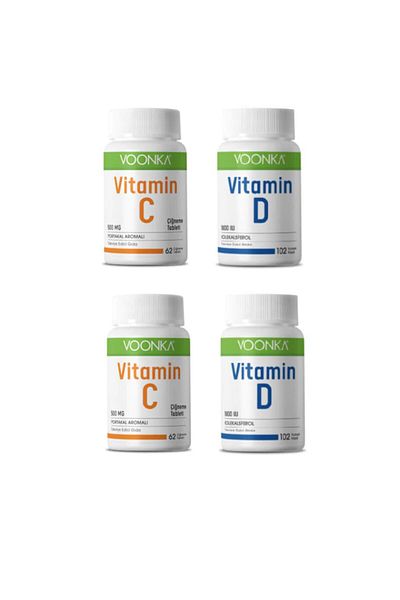 Voonka Vitamin D 1000 Iu X2 Pieces + Vitamin C 62 Chewable Tablets - 102 Capsules