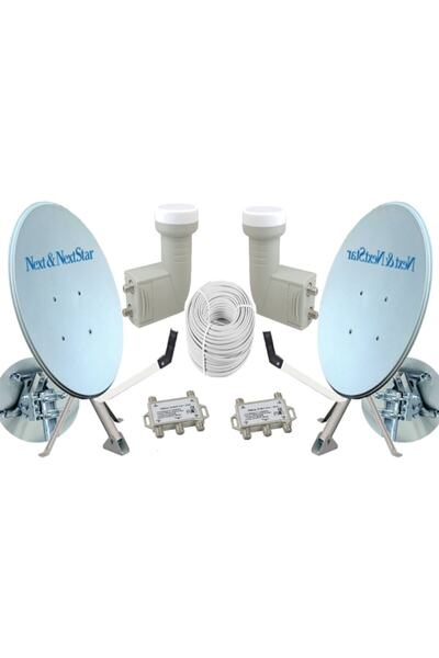 REWEL Next Nextstar 80 cm Çift Çanak Anten Seti Ikili Lnb + Kablo + Dayzek + ...