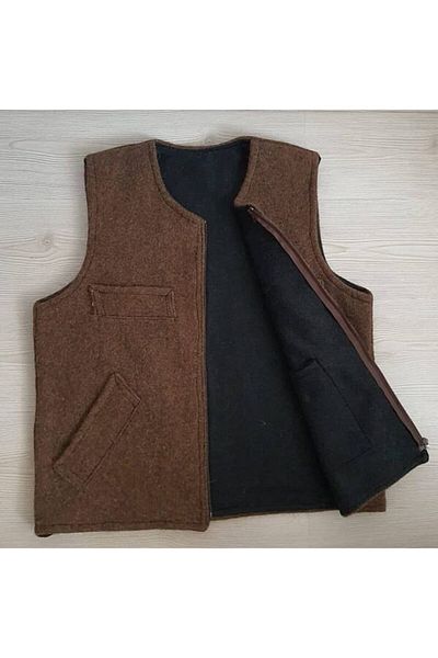 hungisa Men's Brown Classic Felt Vest