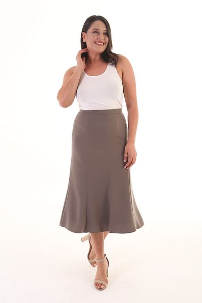 Sevda Etek Women's Beige Cuff Skirt