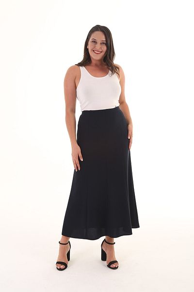 Sevda Etek Women's Navy Blue Cuff Long Skirt