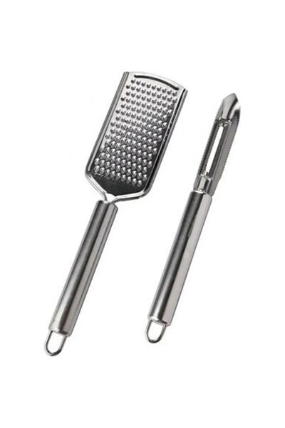 Adil Baba طقم مبشرة يدوية عملية من الفولاذ المقاوم للصدأ ومقشرة مكونة من قطعتين