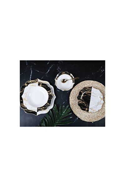 Sembol Bone China Porselen Marble 24 Parça Yemek Takımı Ekselans-120