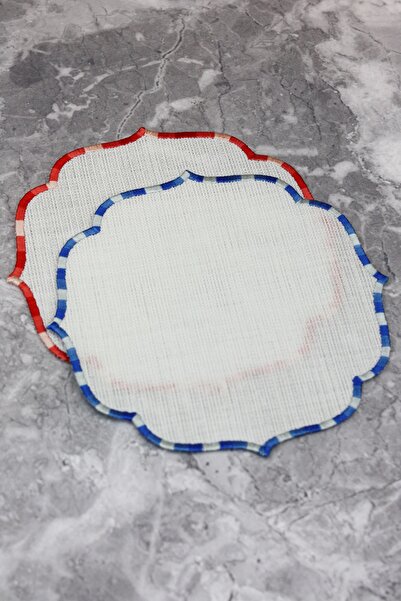 WEARE2 Șervețele de cocktail din 2 piese, cu efect de in, brodate în 2 culori...