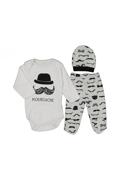 Mini Bird Baby Boy Mustache Hat Badili 3 Piece Set