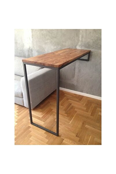 İlgi Trafik Yemek Bar Masası Duvara Monteli Ahşaplı Metal Ayaklı Masa