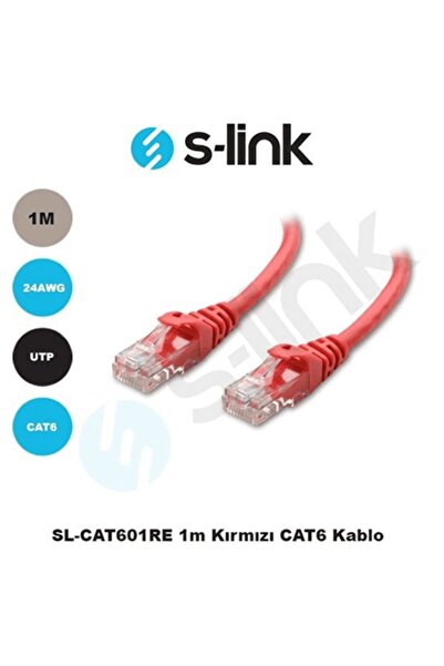S-LINK CAT66 1M Kırmızı Network Kablosu SL-CAT601RE