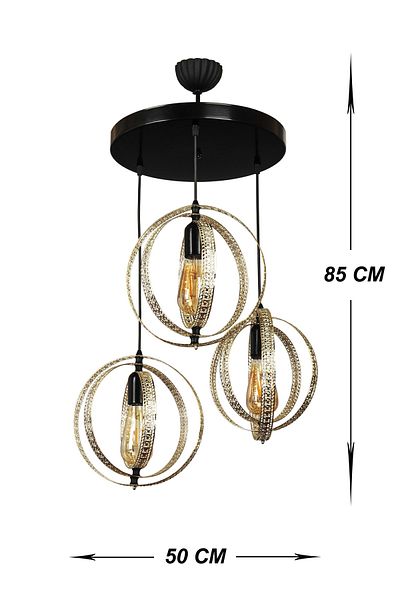 VENON Olivia 3 Lighting Pendant Case - Black Chrome Chandelier