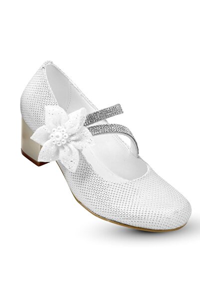 KAPTAN JUNIOR Girl's Heeled Evening Dress Shoes Ballerinas CREAM