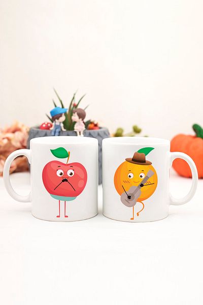Kazanabil Cute Fruits Dear Couple Mug Set of 2