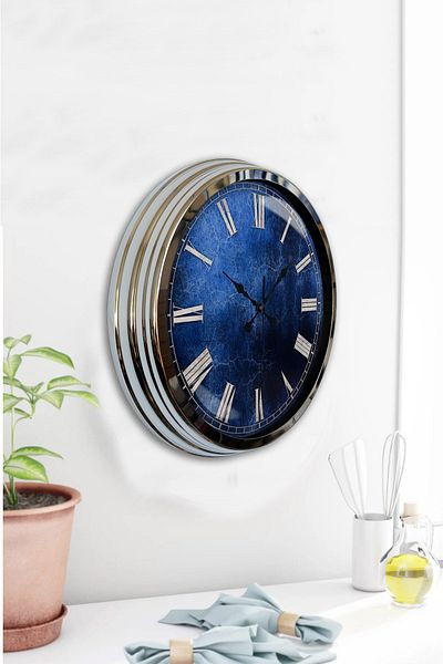 Kasva Concept Gift 40 cm Chrome Metal Ekol Wall Clock