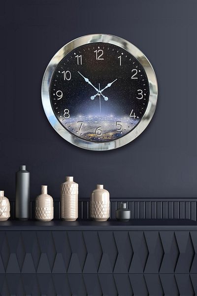 Kasva Concept Gift 36 cm Chrome Metal Strawberry Kitchen Wall Clock