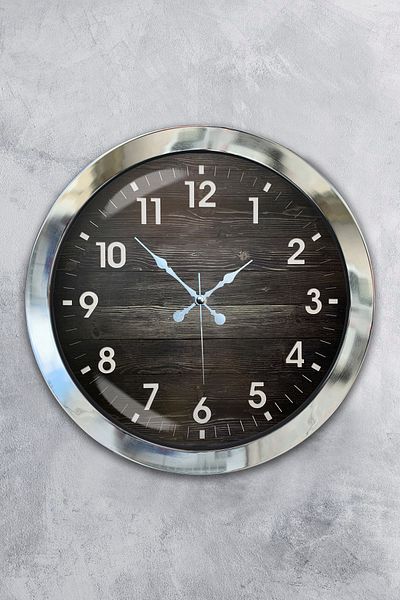 Kasva Concept 36 cm Chrome Metal Wooden Number Wall Clock