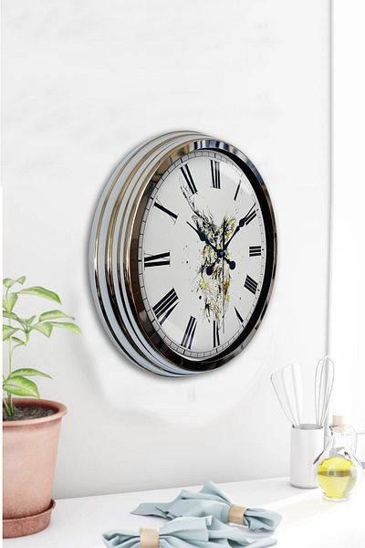 Kasva Concept Cadou 40 Cm Ceas de Perete Artistic din Metal Cromat