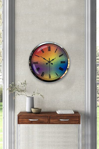 Kasva Concept 40 cm Chrome Metal Color World Wall Clock
