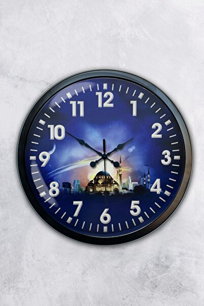 AİB STORE Δώρο 40 εκ. Μαύρο Μεταλλικό Ισλαμικό Ρολόι τοίχου