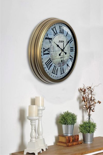 Kasva Concept Gift 40 cm Antique Metal Farm Wall Clock