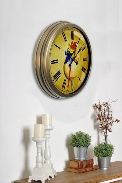Kasva Concept 40 cm Antique Metal Parrot Wall Clock
